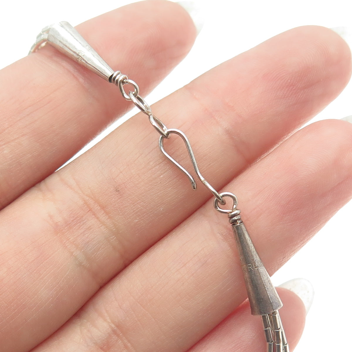 Old Pawn Sterling Silver Lapis Lazuli Lizard Concho 5-Liquid Chain Necklace 20"