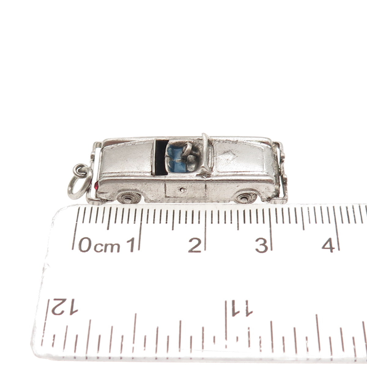 925 Sterling Silver Vintage Enamel Convertible Car Movable 3D Charm Pendant