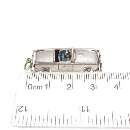 925 Sterling Silver Vintage Enamel Convertible Car Movable 3D Charm Pendant