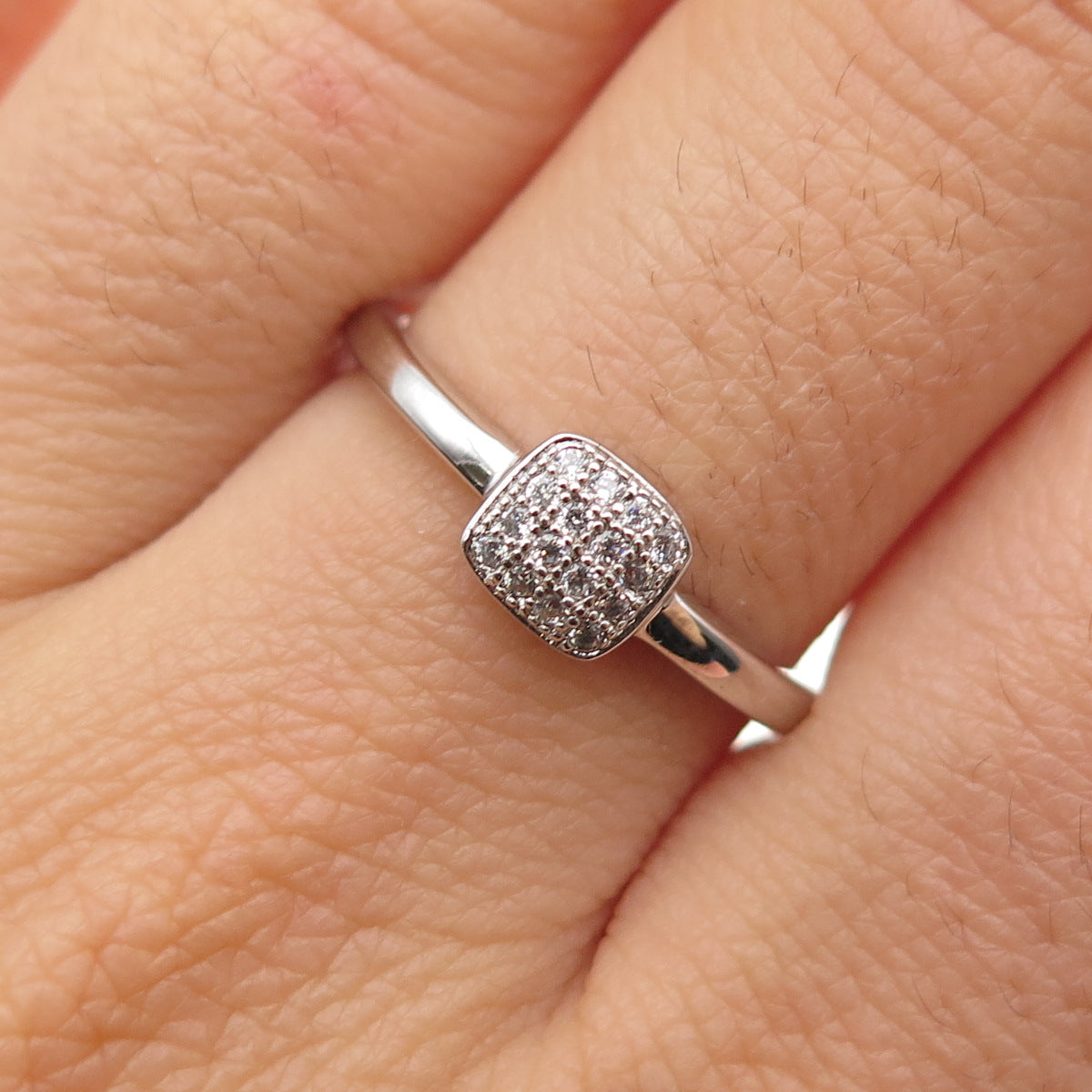 925 Sterling Silver Round-Cut C Z Engagement Ring Size 8