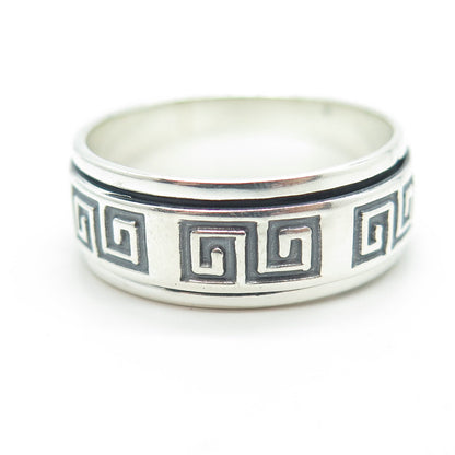 950 Silver Vintage Greek Maze Rotating Band Ring Size 12.25