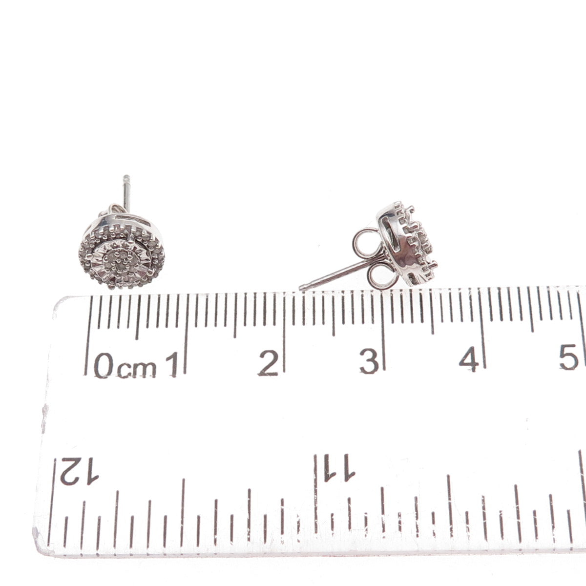 925 Sterling Silver Real Round-Cut Diamond Stud Earrings