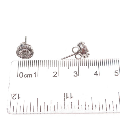 925 Sterling Silver Real Round-Cut Diamond Stud Earrings