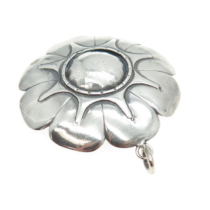 925 Sterling Silver Vintage Modernist Floral Pendant