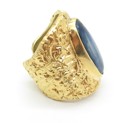 ADAMI & MARTUCCI 925 Sterling Gold Plated Vintage Kyanite Adjustable Ring Size 8