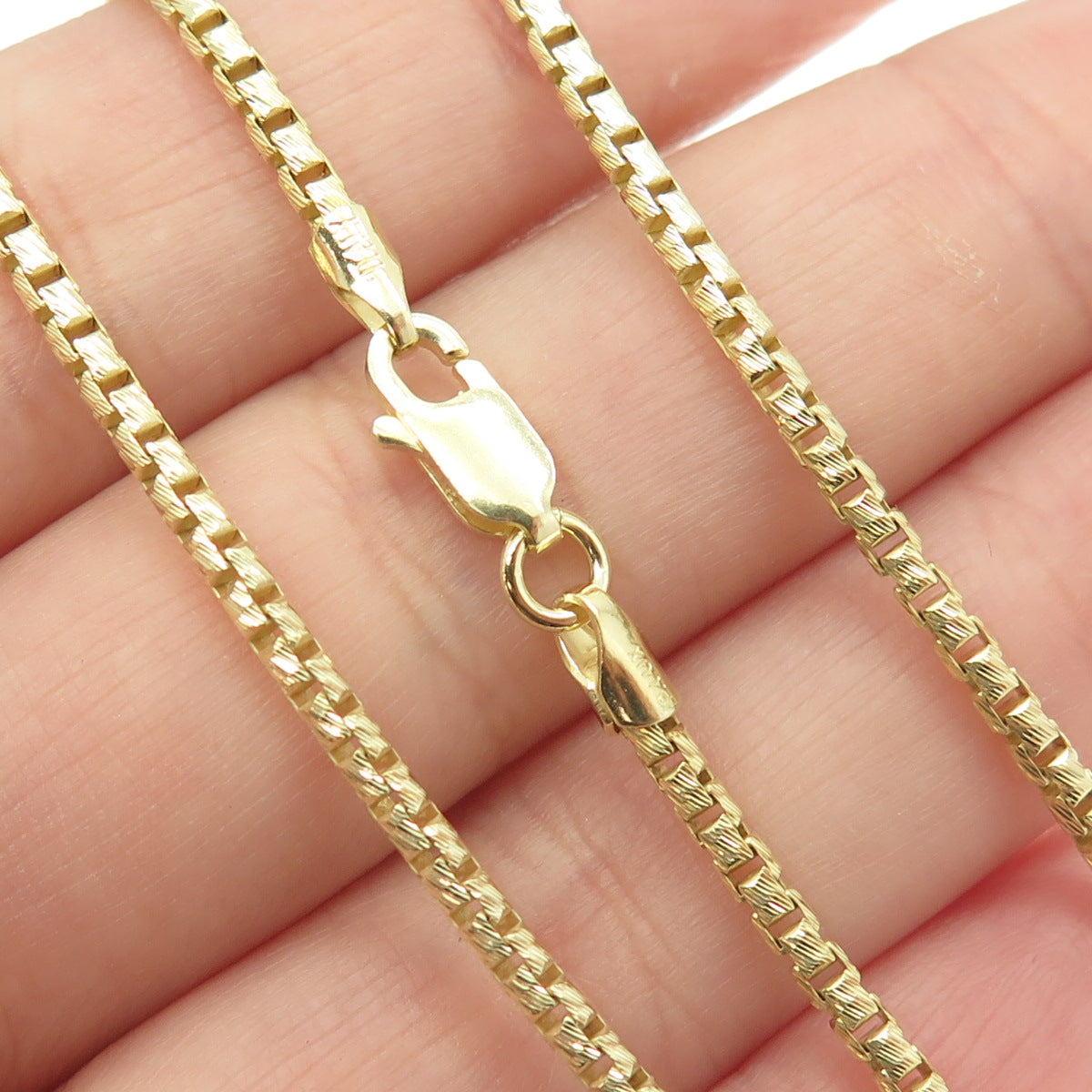 925 Sterling Silver Gold Plated Italy Box Chain Necklace 18"