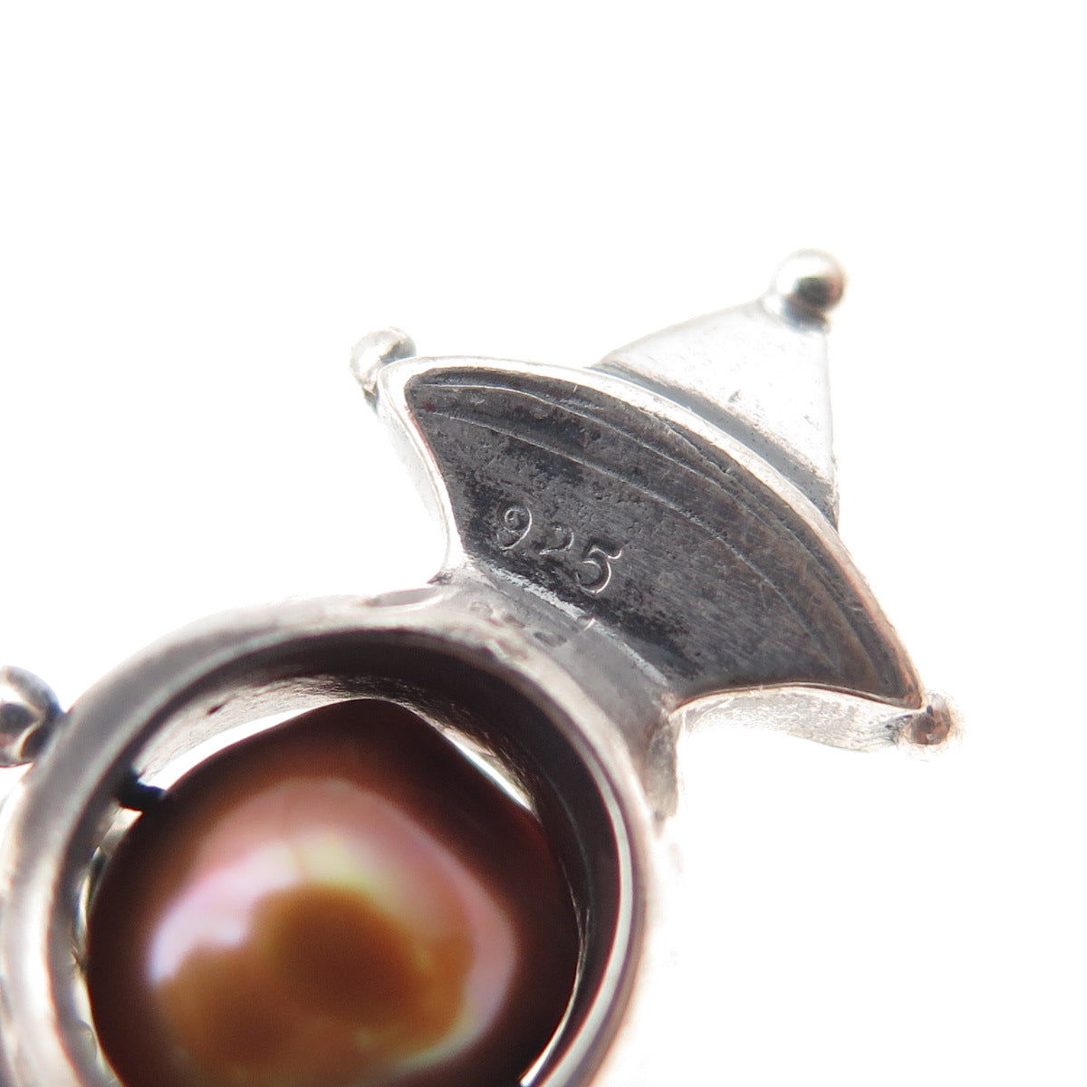 925 Sterling Silver Vintage Real Pearl Peridot Quartz Modernist Necklace 20"