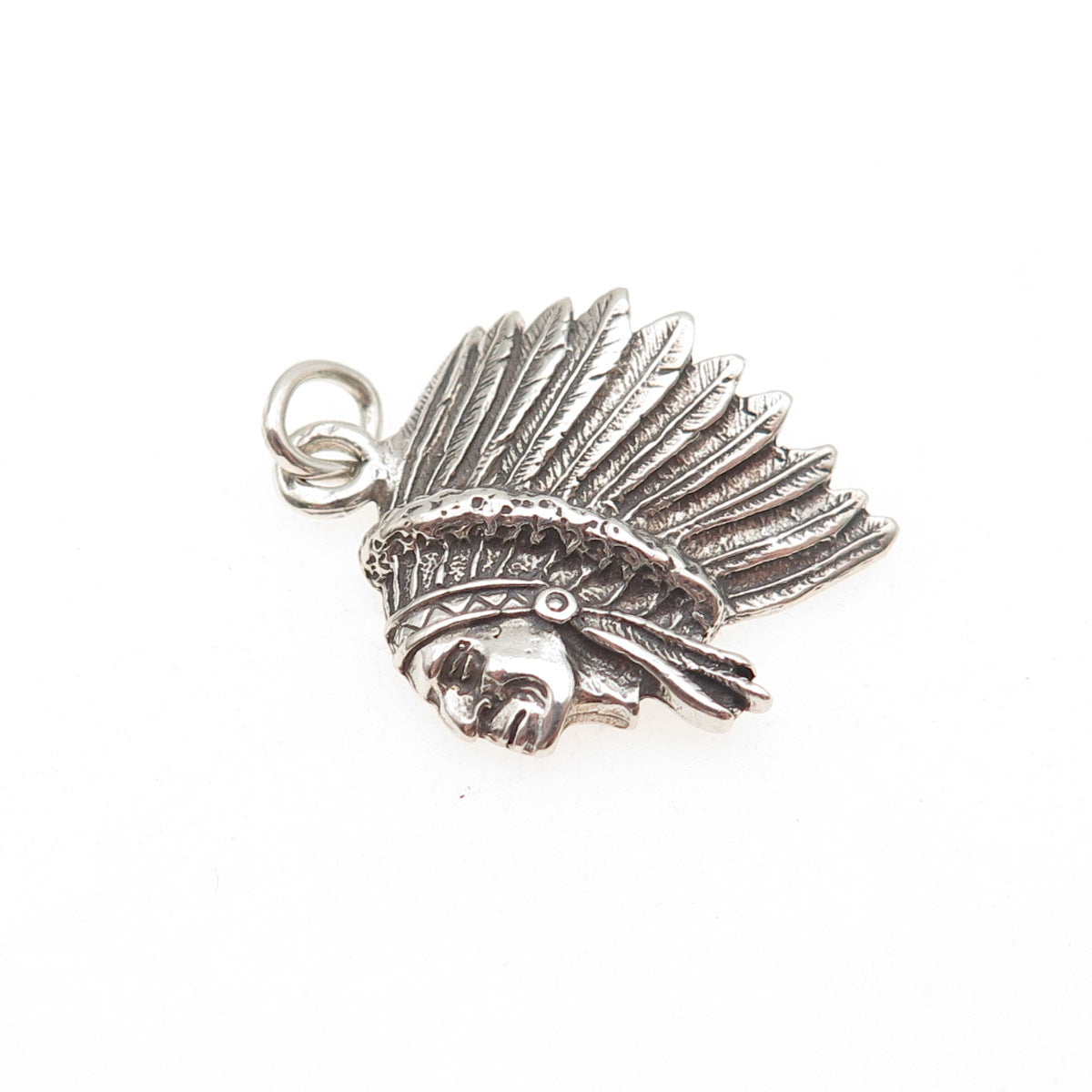 925 Sterling Silver Vintage 1982 Southwestern Indian Chief Mini Charm Pendant