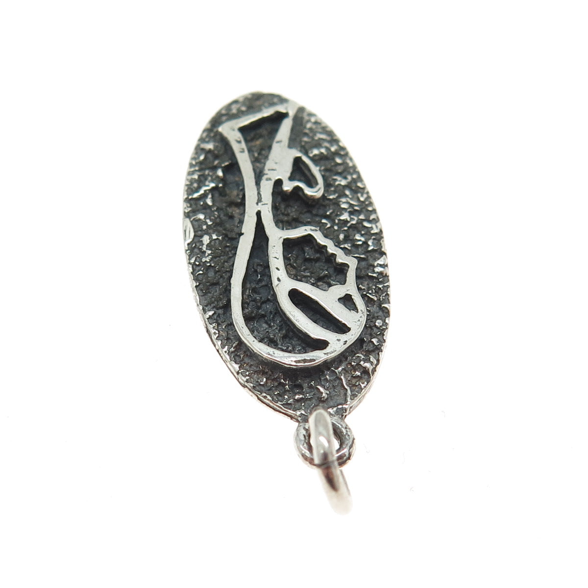 925 Sterling Silver Vintage Praying Lady Oxidized Pendant