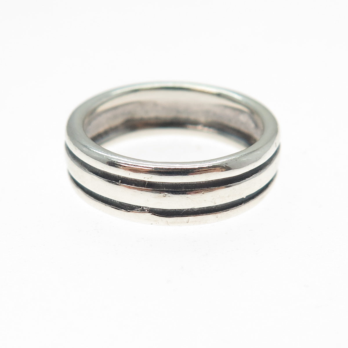 925 Sterling Silver Vintage Joy Oxidized Rotating Band Ring Size 6.75