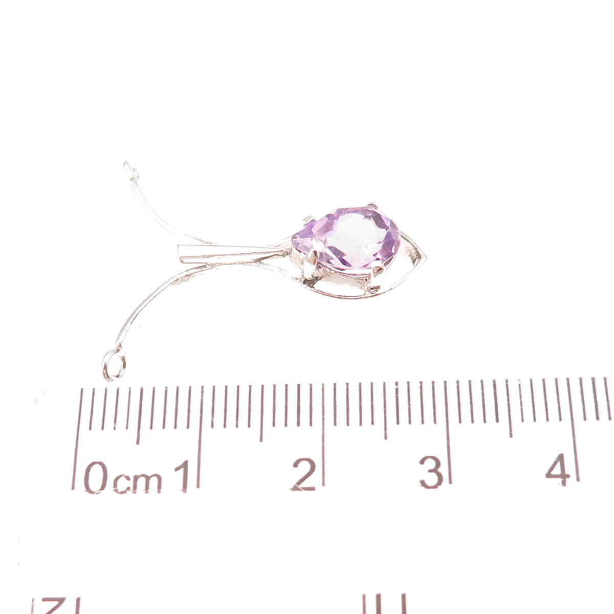 925 Sterling Silver Vintage Real Pear-Cut Amethyst Centerpiece Slide Pendant