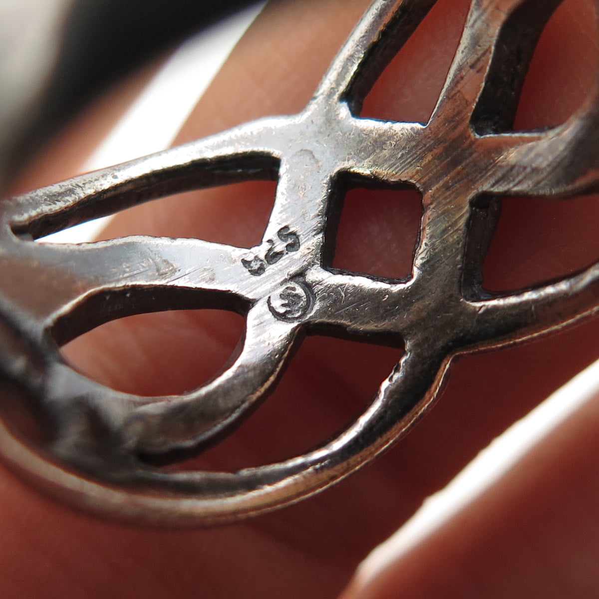 925 Sterling Silver Vintage Celtic Woven Oxidized Ring Size 9