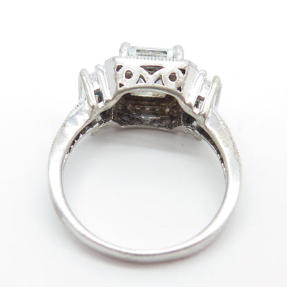 925 Sterling Silver Multi-Cut C Z Engagement Ring Size 7.25