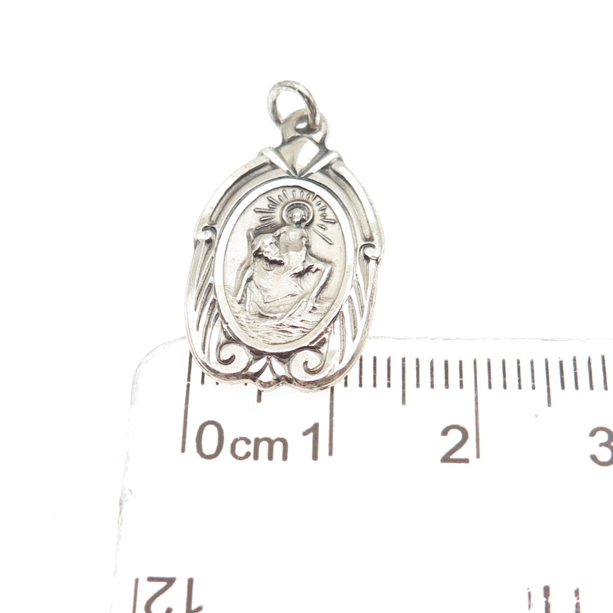 HMH Religious Sterling Antique Art Deco St. Christopher Catholic Medal Pendant