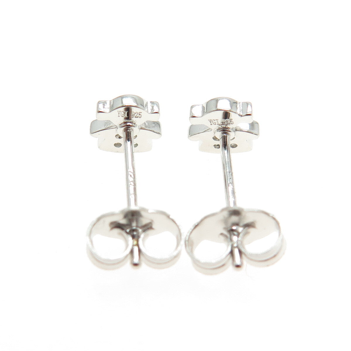 925 Sterling Silver Round-Cut C Z Baby Girl Stud Earrings