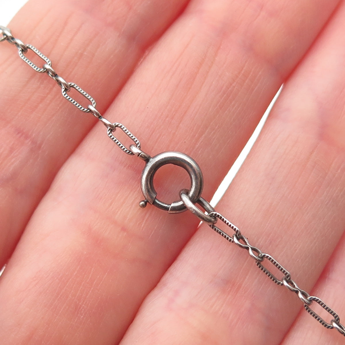 925 Sterling Antique Art Deco Real Marcasite Floral Necklace 18" (missing stone)