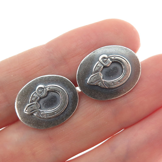 925 Sterling Silver Antique Art Deco Oxidized Cufflinks