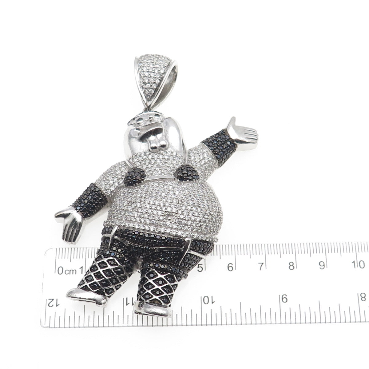 925 Sterling Black & White C Z Peter Griffin Family Guy Heavy 83.8g Pendant