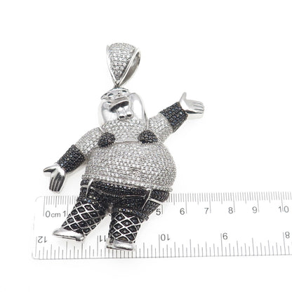 925 Sterling Black & White C Z Peter Griffin Family Guy Heavy 83.8g Pendant