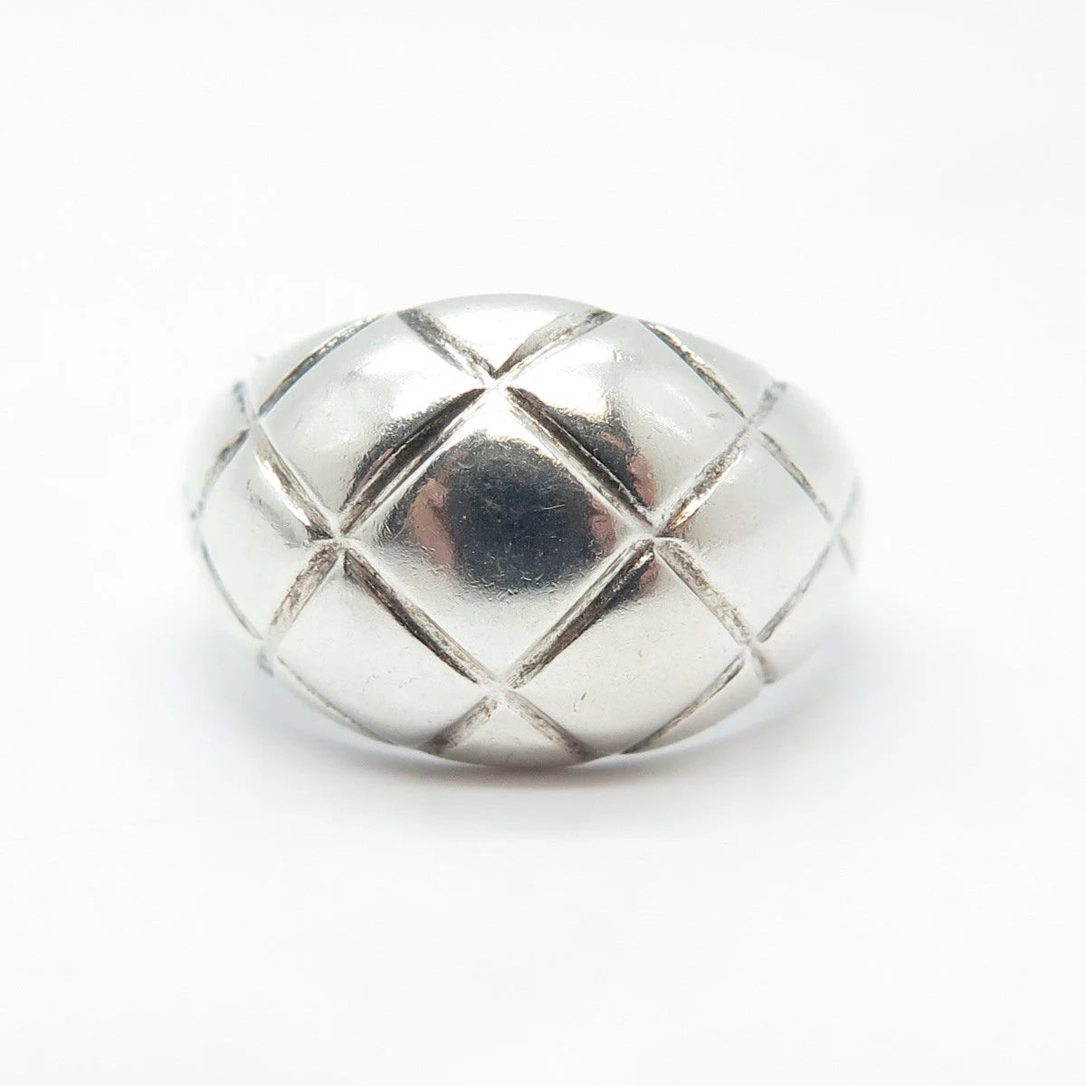 925 Sterling Silver Vintage Cage / Striped Ring Size 6.25