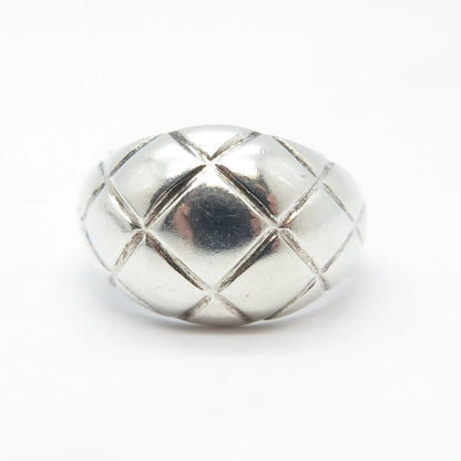 925 Sterling Silver Vintage Cage / Striped Ring Size 6.25