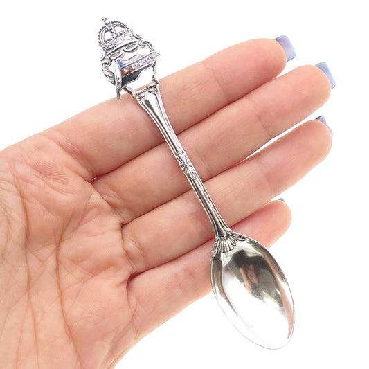 925 Sterling Silver Antique Art Deco Enamel GTBC Flag Coffee Spoon