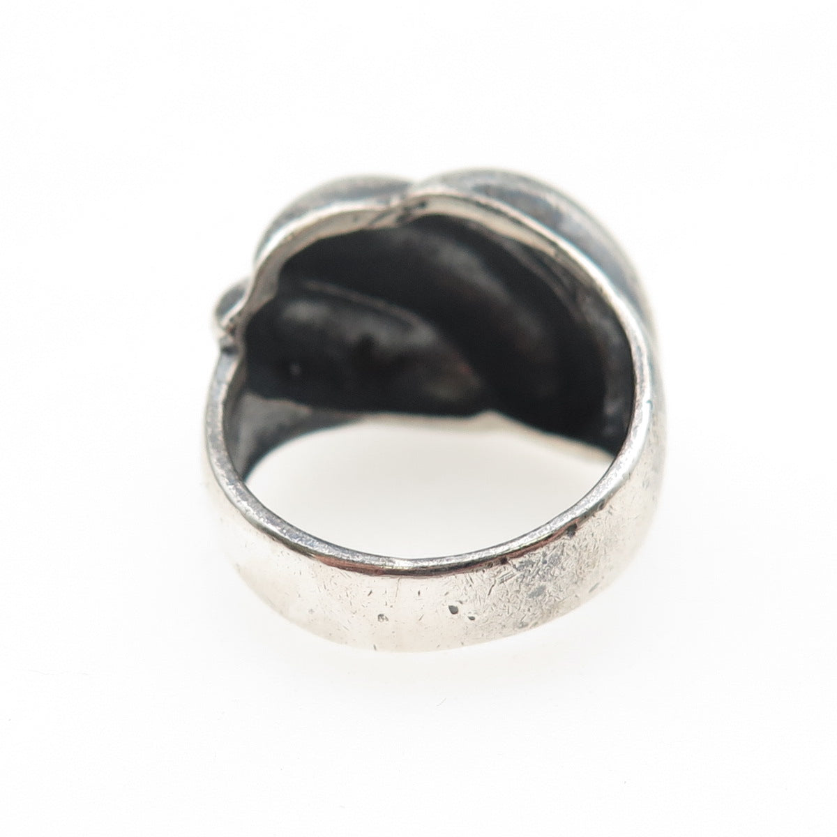 925 Sterling Silver Vintage Modernist Dome Oxidized Ring Size 6.75