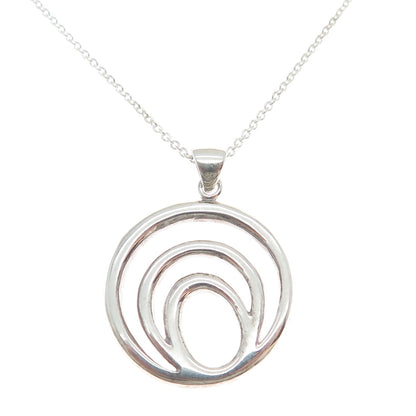 925 Sterling Silver Italy Modernist Multi-Circle Cable Chain Necklace 18"