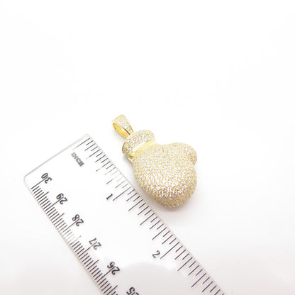 925 Sterling Silver Gold Plated Pave C Z Glove Pendant