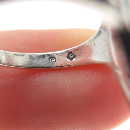 SILVER FOX 925 Sterling Vintage Modernist Dotted Oxidized Ring Size 6.25