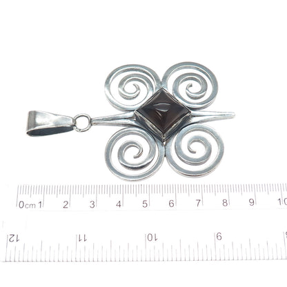 TEPPICH 925 Sterling Silver Vintage Real Smoky Quartz Modernist Spiral Pendant