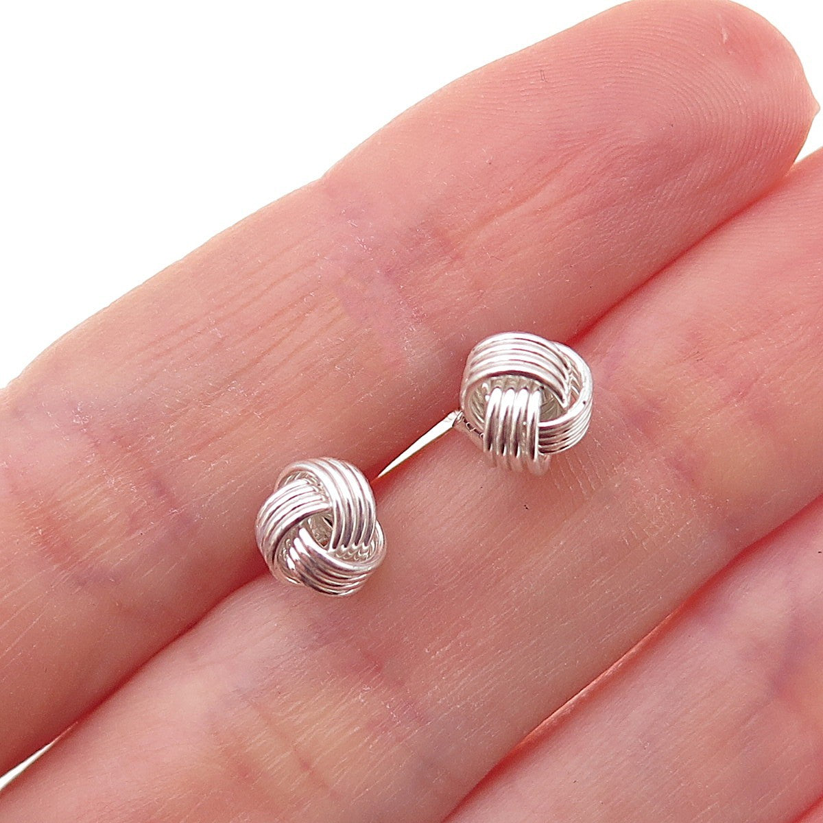 925 Sterling Silver Twisted Knot Stud Earrings