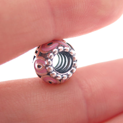 PANDORA 925 Sterling Enamel Pink Ribbon Breast Cancer Awareness Slide Bead Charm