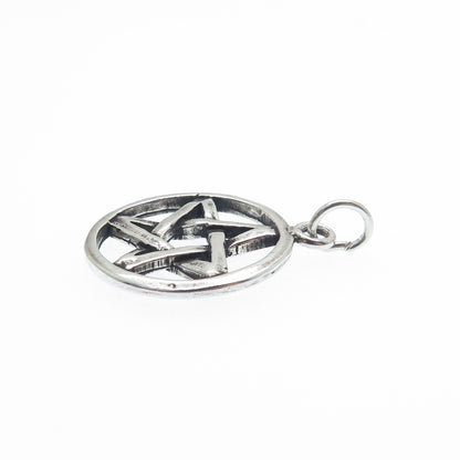 SUNWEST 925 Sterling Silver Vintage Pentagram Oxidized Charm Pendant