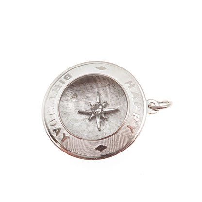 Mark Mercy 925 Sterling Silver Vintage Rhinestone Happy Birthday Charm Pendant