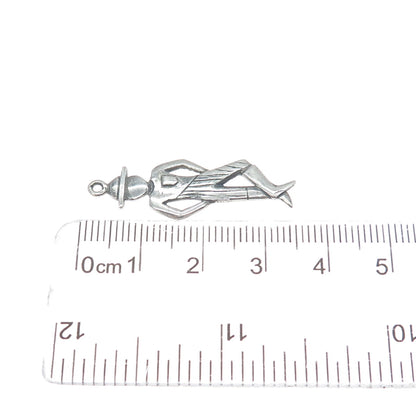 925 Sterling Silver Vintage Dancer Oxidized Charm Pendant