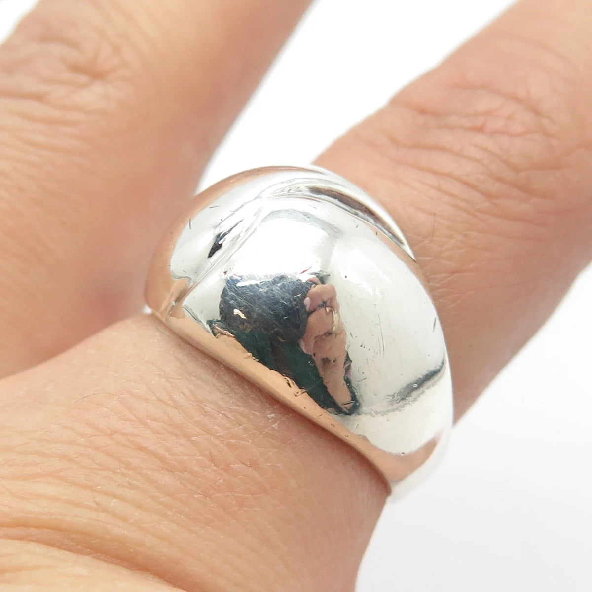 925 Sterling Silver Vintage Ribbed Ring Size 7.75