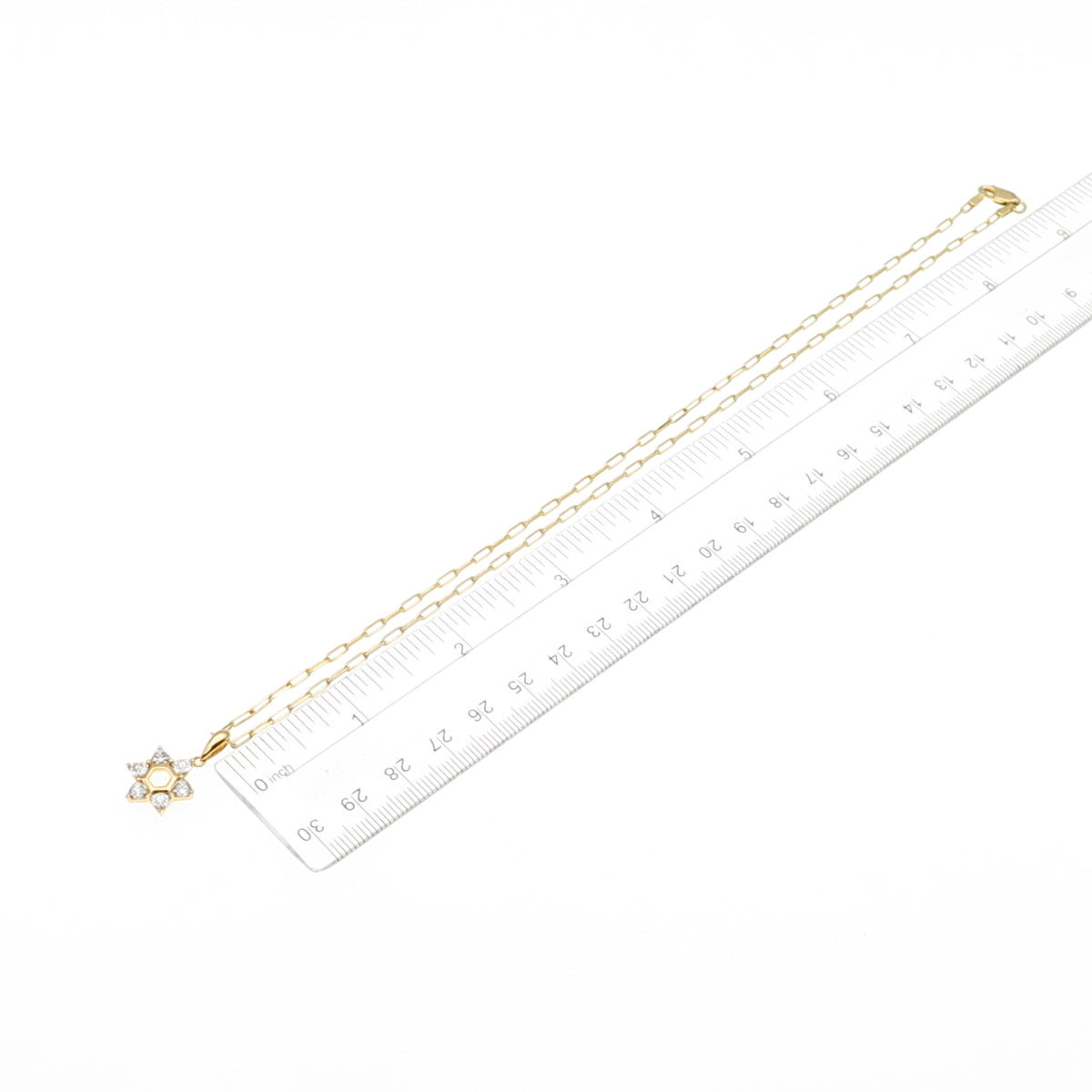 KEY STAR Sterling Silver Gold Plated Italy C Z Star of David Chain Necklace 18"