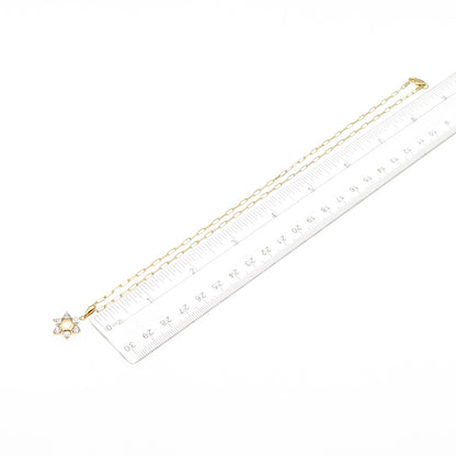 KEY STAR Sterling Silver Gold Plated Italy C Z Star of David Chain Necklace 18"