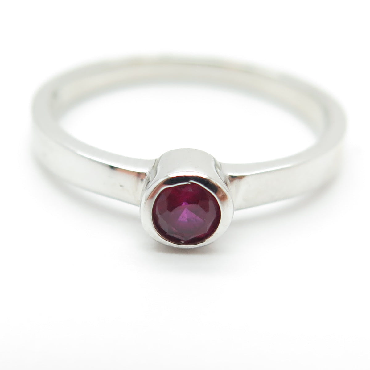 925 Sterling Silver Pink Round-Cut Shaped C Z Ring Size 7