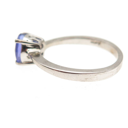D'Joy 925 Sterling Silver Real Round-Cut Tanzanite Ring Size 8