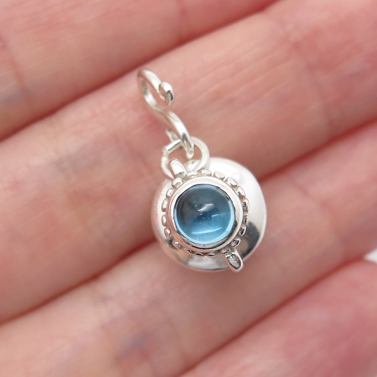 KABANA Sterling Silver Vintage Blue Glass Tribal Vase Minimalist Charm Pendant