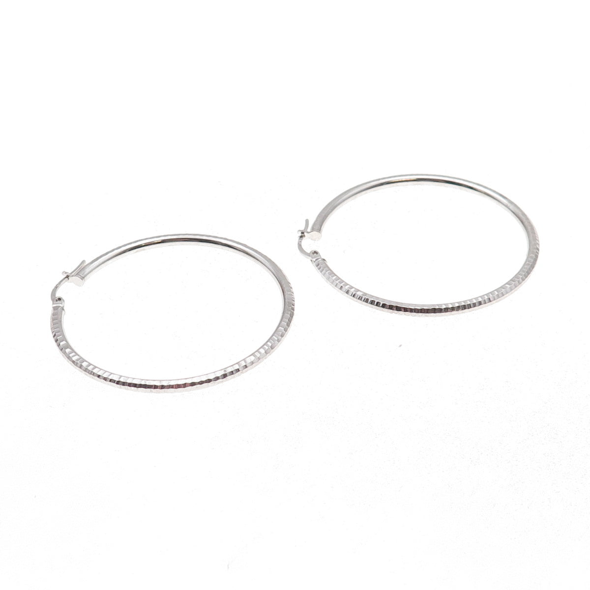 925 Sterling Silver Vintage Textured Tube Hoop Earrings