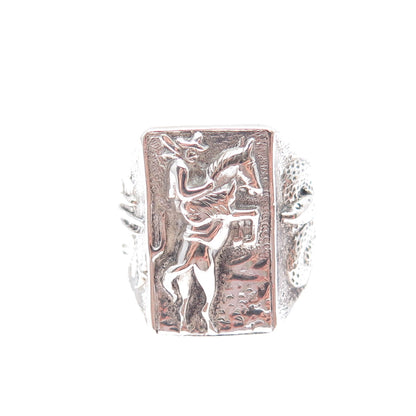 BELL TRADING POST 925 Sterling Silver Vintage Cowboy & Snake Ring Size 9.25