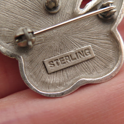 925 Sterling Silver Vintage World Peace Hands Butterfly Pin Brooch / Pendant