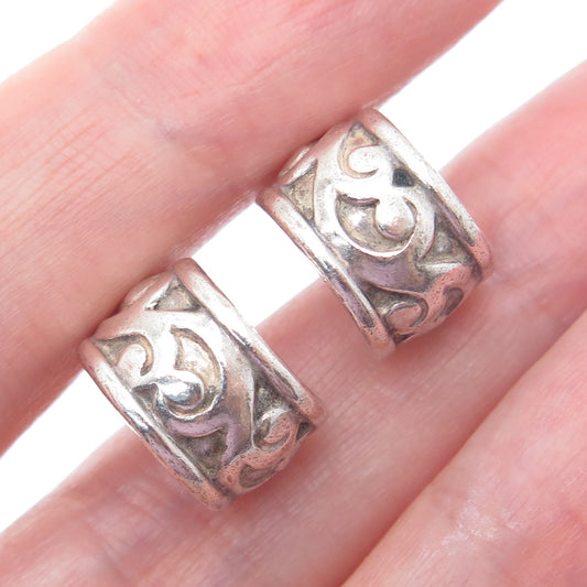 LOIS HILL 925 Sterling Silver Vintage Signature Scroll Hoop Earrings