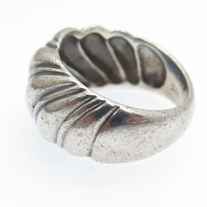 925 Sterling Silver Vintage Wavy Oxidized Dome Ring Size 6