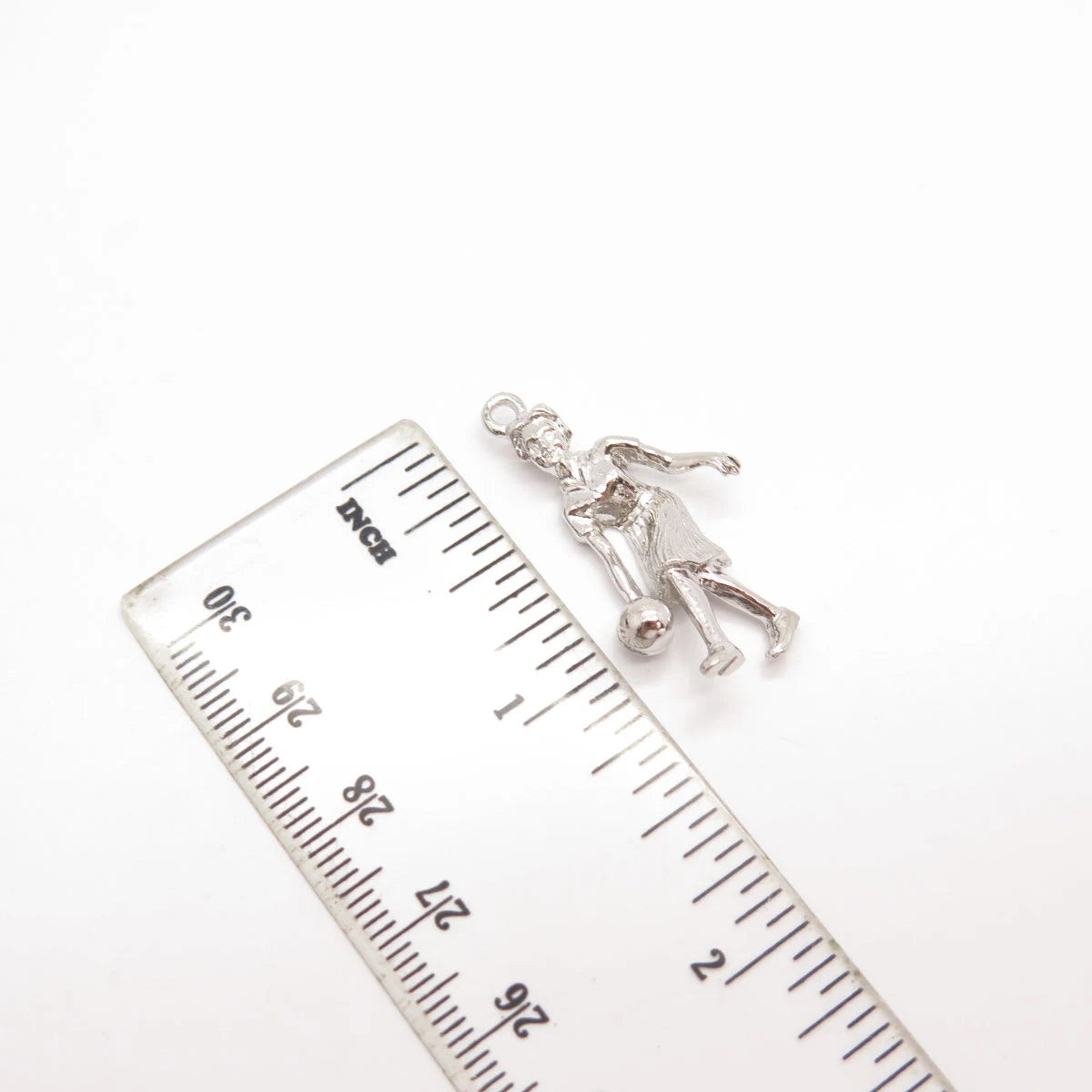 925 Sterling Silver Vintage Bowling Girl Pendant