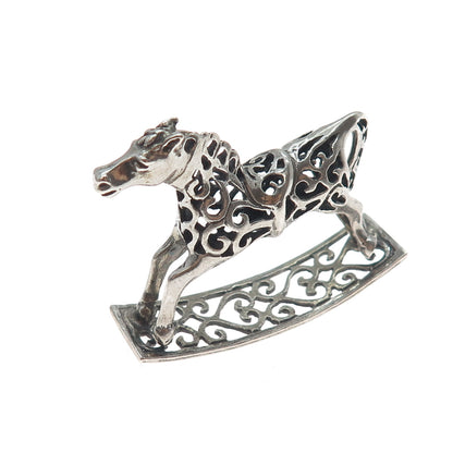 800 Silver Vintage Italy Rocking Horse Oxidized Miniature