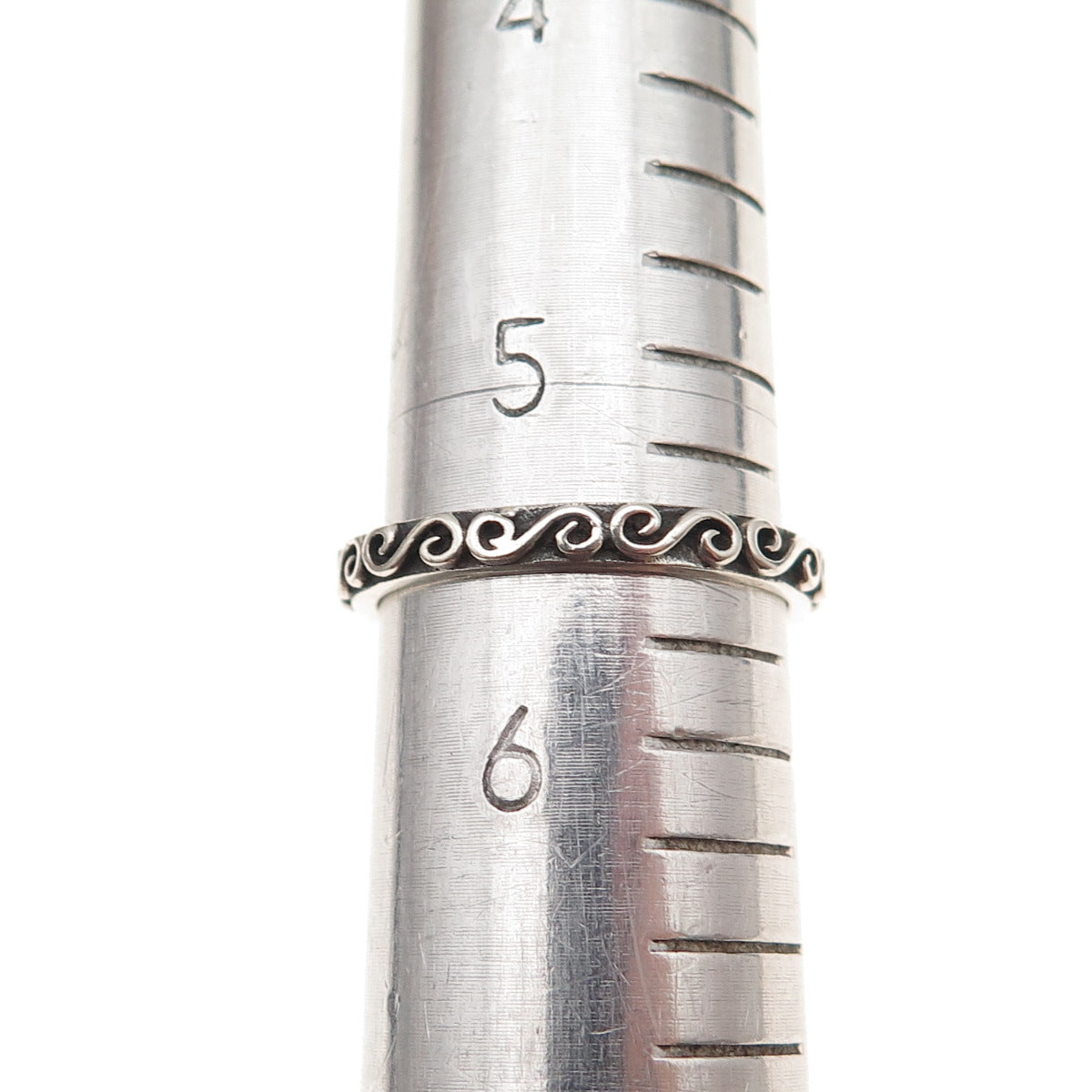 925 Sterling Silver Vintage Swirl Stackable Oxidized Band Ring Size 5.5